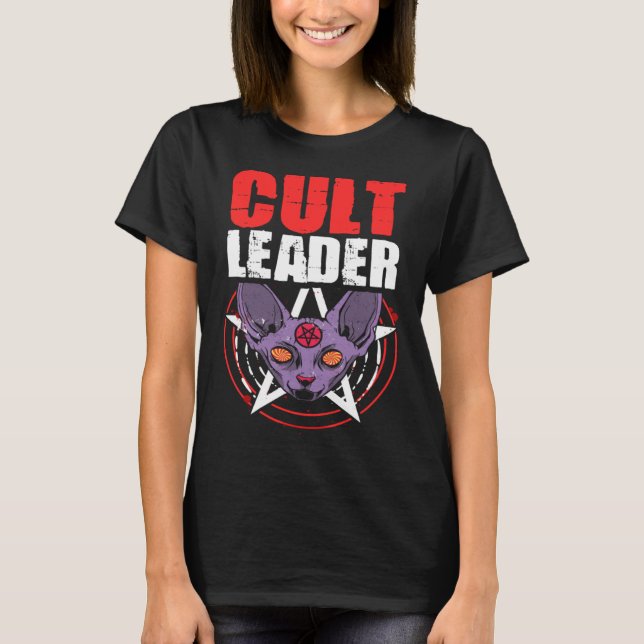 Cult Leader Cat Satanic Witchcraft Baphomet Occult T-Shirt (Front)