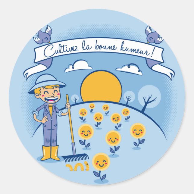 Cultivate good mood classic round sticker (Front)