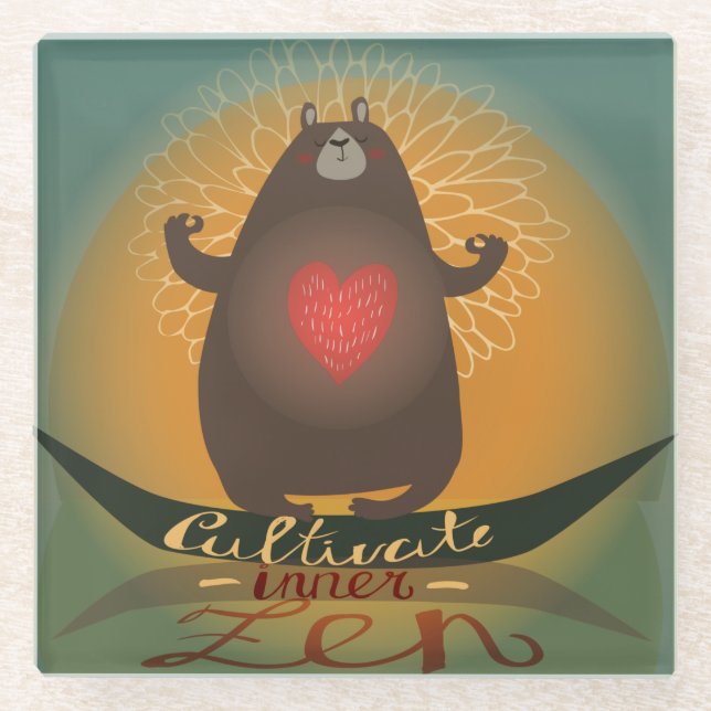 Cultivate Inner Zen Glass Coaster (Front)