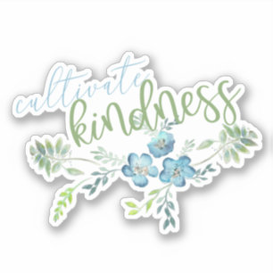 Cultivate Kindness Boho Blue Flowers Sticker