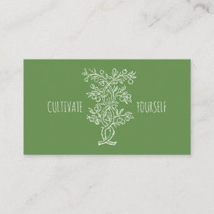 Cultivate Yourself Entwined Branch Forest Green Business Card