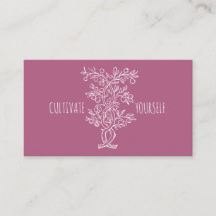 Cultivate Yourself Entwined Branch Rose Madder Business Card