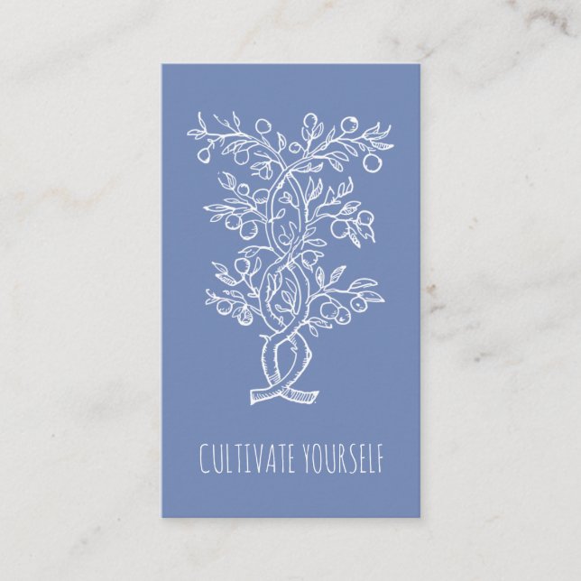 Cultivate Yourself Entwined Branch Smoky Blue Business Card (Front)
