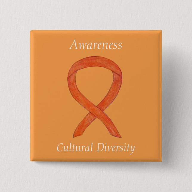 Cultural Diversity Awareness Ribbon Custom Pin (Front)