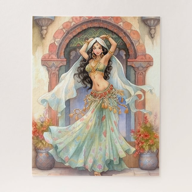 Cultural Elegance: Indian Dance Silk Sari Jigsaw Puzzle (Vertical)