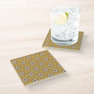 Cultural Mandala Design Glass Coaster