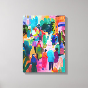 Cultural Market: Colorful and Vibrant Favista Art Canvas Print