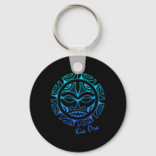 Culture Face Symbol Blue, Haka Kia Ora Dance New Z Key Ring