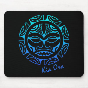 Culture Face Symbol Blue, Haka Kia Ora Dance New Z Mouse Mat