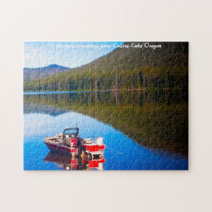 Cultus Lake Oregon. Christmas Greetings Jigsaw Puzzle