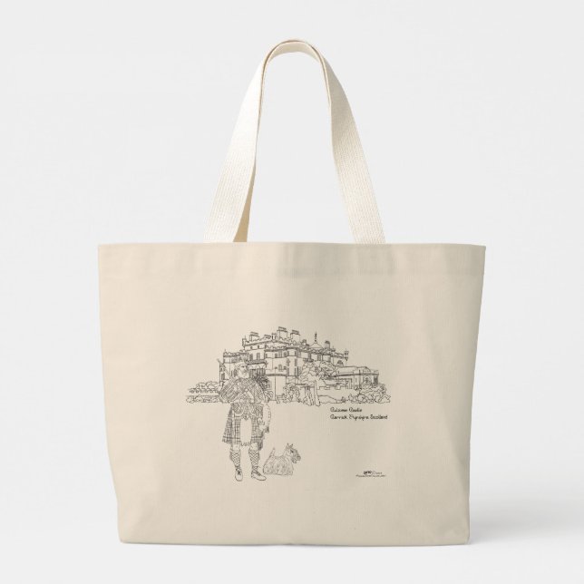 Culzean Castle Highlander and Scottie Dog Tote Bag (Back)