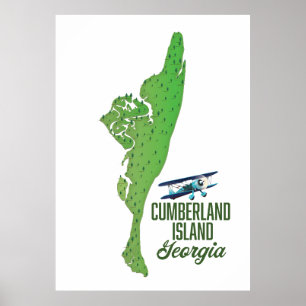 Cumberland island Georgia Map Poster