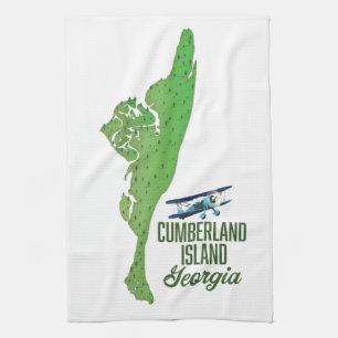 Cumberland island Georgia Map Tea Towel