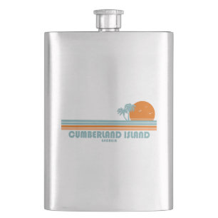 Cumberland Island Georgia Sun Palm Trees Hip Flask