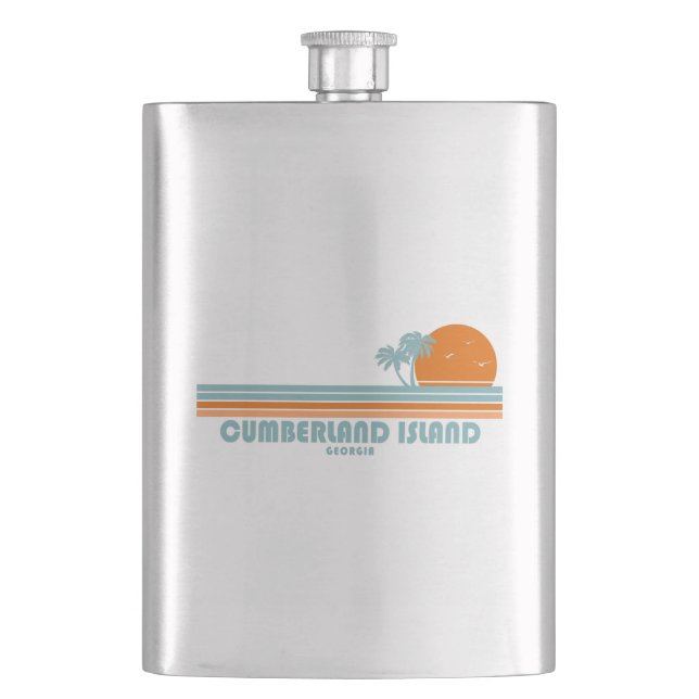 Cumberland Island Georgia Sun Palm Trees Hip Flask (Front)