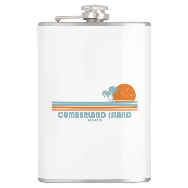 Cumberland Island Georgia Sun Palm Trees Hip Flask (Front)