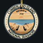 Cumberland Island National Seashore Georgia Badge Ceramic Tree Decoration<br><div class="desc">Cumberland Island National Seashore illustration in a badge style circle.</div>