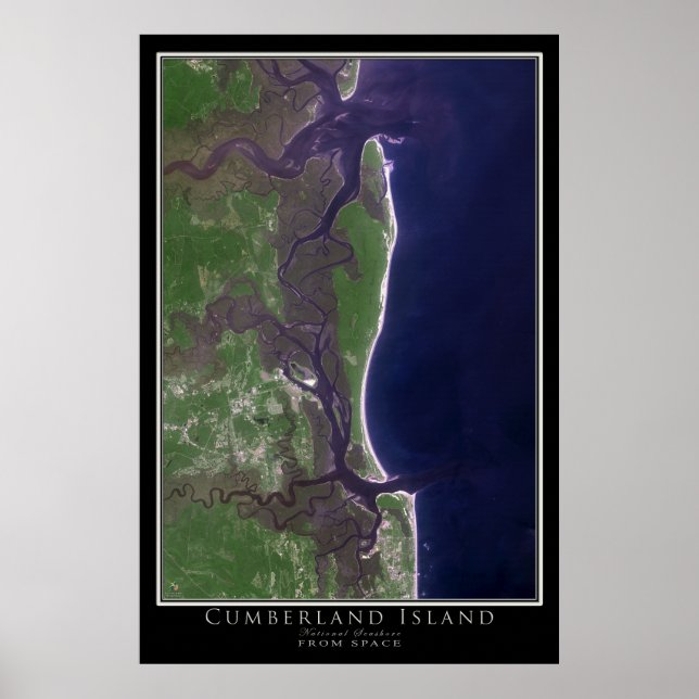 Cumberland Island National Seashore Satellite Map Poster (Front)