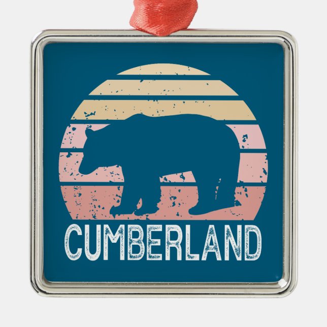 Cumberland Maryland Retro Bear Metal Tree Decoration (Front)