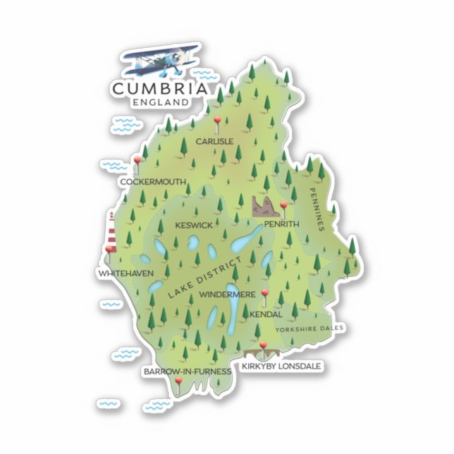 Cumbria England Map travel poster. (Front)