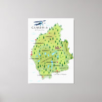 Cumbria England Map travel poster.