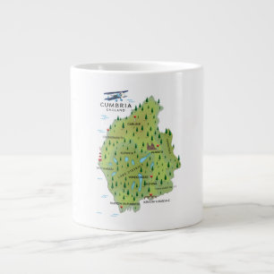 Cumbria England Map travel poster. Large Coffee Mug