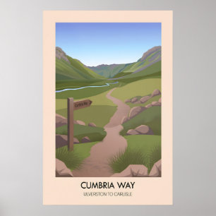 Cumbria Way Long Distance Hiking Trail Travel Poster