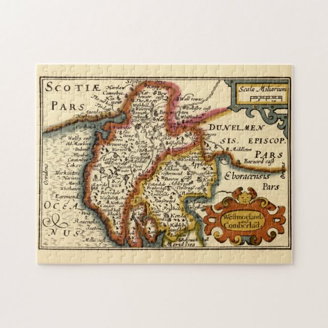 Cumbria (Westmorland, Cumberland) Antiquarian Map Jigsaw Puzzle (Horizontal)