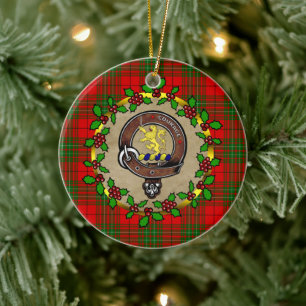 Cumming Clan Badge & Tartan Personalised Xmas Ceramic Tree Decoration