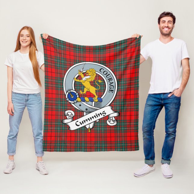 Cumming Modern Clan Badge Tartan Plaid Fleece Blanket (In Situ)