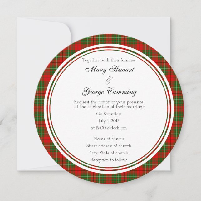Cumming Scottish Wedding Round Invitation (Front)