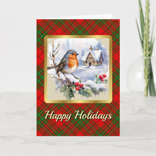 Cumming Tartan w/Robin Personalised Xmas Card