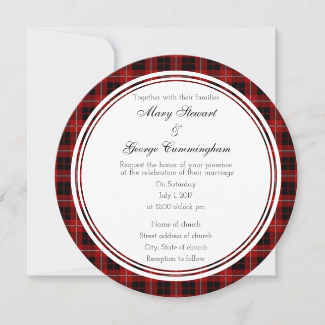 Cummingham Scottish Wedding Round Invitation (Front)