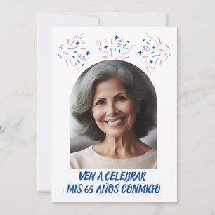 Cumpleaños de 65 Años Fiesta Con Foto Invitation