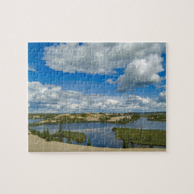 Cumulus clouds float above lakes, Northwest Jigsaw Puzzle (Horizontal)