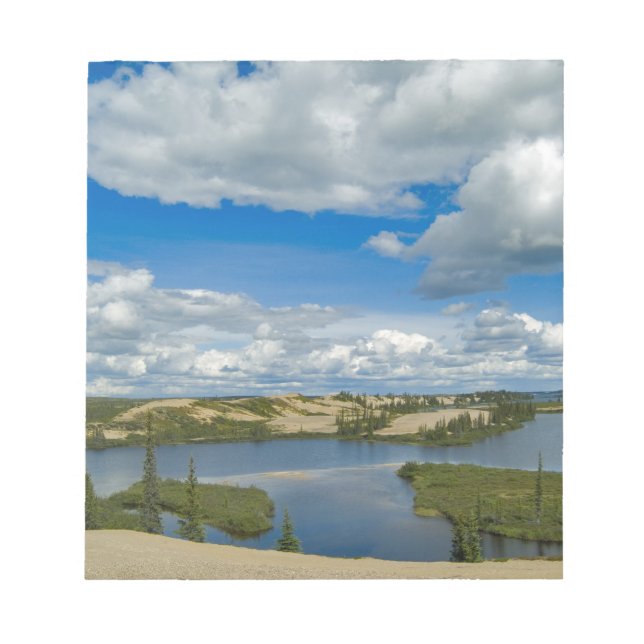 Cumulus clouds float above lakes, Northwest Notepad (Front)