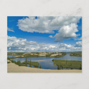 Cumulus clouds float above lakes, Northwest Postcard