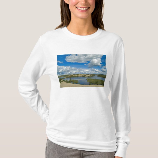 Cumulus clouds float above lakes, Northwest T-Shirt (Front)