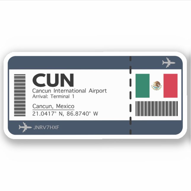 CUN Cancun Boarding Pass - Airport Ticket (Front)