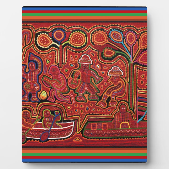 Cuna Indian Men in Cayucos Plaque (Front)