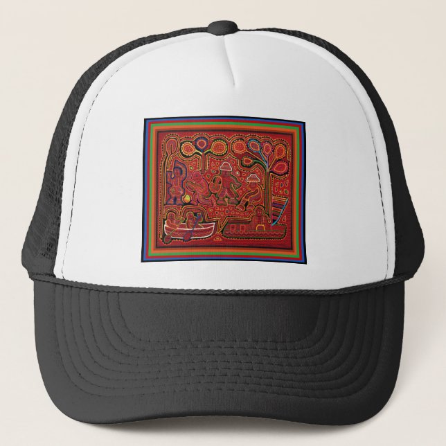 Cuna Indian Men in Cayucos Trucker Hat (Front)