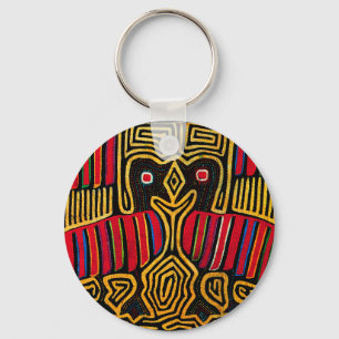 Cuna Indian Mola Duck Design Key Ring