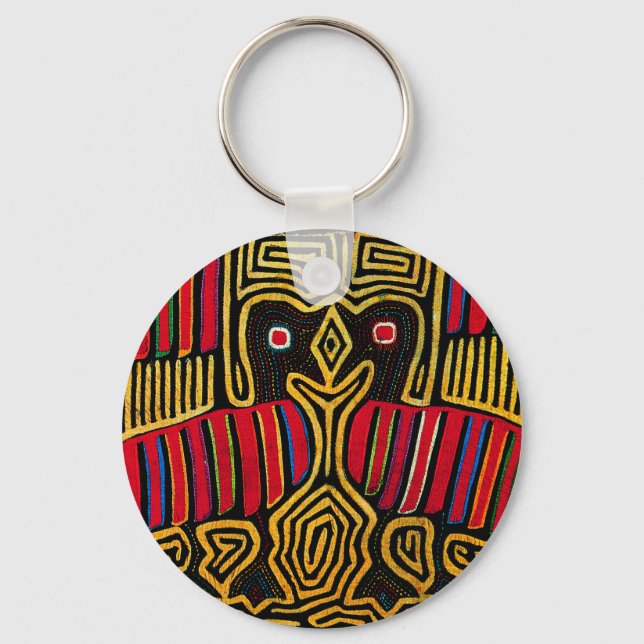 Cuna Indian Mola Duck Design Key Ring (Front)