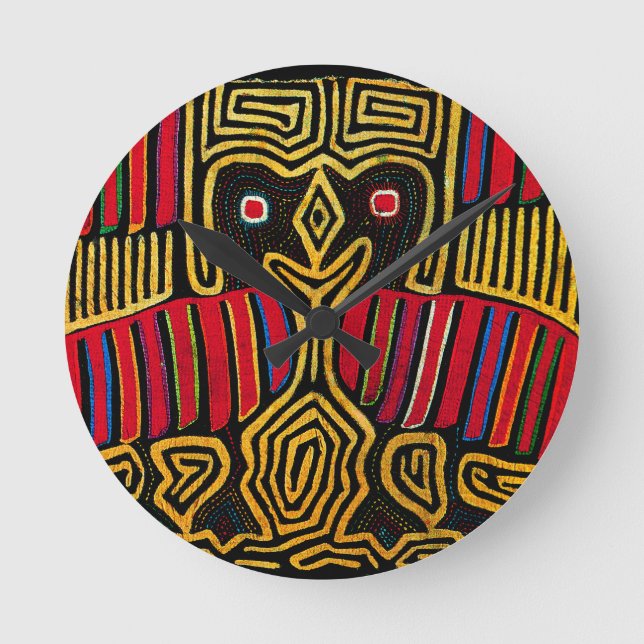 Cuna Indian Mola Duck Design Round Clock (Front)