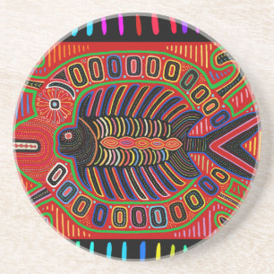 Cuna Indian Mola Flying Fish Coaster