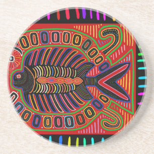 Cuna Indian Mola Flying Fish Coaster