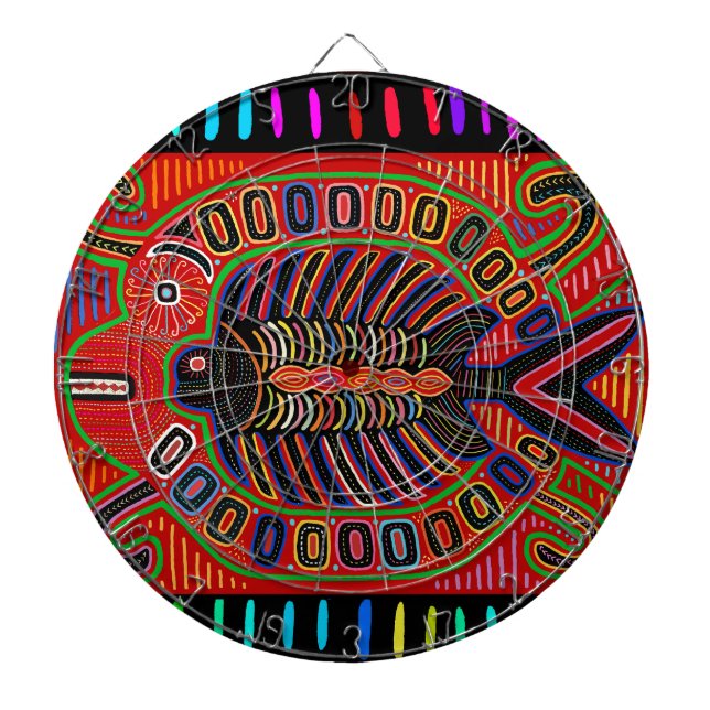 Cuna Indian Mola Flying Fish Dartboard (Front)