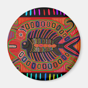 Cuna Indian Mola Flying Fish Magnet