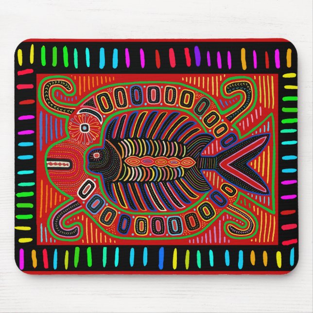 Cuna Indian Mola Flying Fish Mouse Mat (Front)