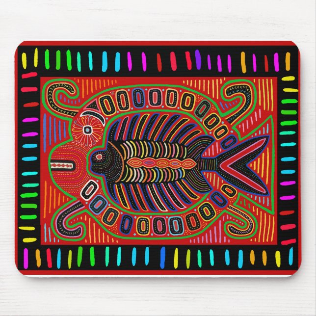 Cuna Indian Mola Flying Fish Mouse Mat (Front)